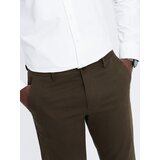 Ombre Men's classic cut chino pants with fine texture - dark olive | Shoptok.si