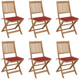 Maison Chic Zložljivi Vrtni Stoli - Stol za vrti 6 kosov z blazinami trden akacijev les JS3166, (21875682) | Shoptok.si