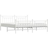 Metalni okvir kreveta uzglavlje i podnožje bijeli 200x200 cm | shoptok.hr