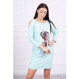 Kesi Dress with graphics and colorful bow 3D mint Cijene