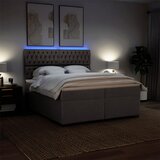  Krevet s oprugama i madracem smeđesivi 200x200 cm od tkanine | shoptok.hr