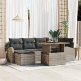 vidaXL 7-delni vrtni kavč set z blazinami Siva poli ratan | Shoptok.si