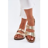 EVENTO Women Sandals With Buckles Made Of Eco Leather Golden Iskira | shoptok.hr