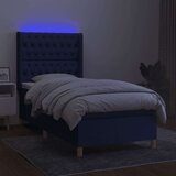  Box spring postelja z vzmetnico LED modra 90x200 cm blago | Shoptok.si