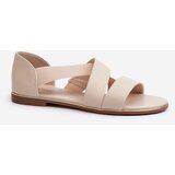 EVENTO Leather Sandals with Elastic Beige Apulia | shoptok.hr