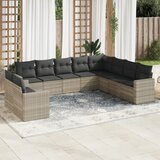 vidaXL 10-dijelni set vrtnih sofa poliratan s jastucima svijetlosivi | shoptok.hr