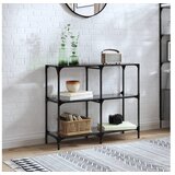 vidaXL Konzolni stol s crnom staklenom površinom 98x30x81 cm čelični | shoptok.hr