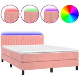  Box spring s madracem LED ružičasti 140x190cm baršunasti | shoptok.hr