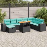  9-dijelni set vrtnih sofa s jastucima crni od poliratana bagrem | shoptok.hr