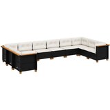  10-dijelni set vrtnih sofa s jastucima crni od poliratana | shoptok.hr