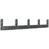 vidaXL Gabionska košara U-oblika s 5 stupova 500x20x100 cm željezna | shoptok.hr