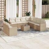 vidaXL 10-dijelni set vrtnih sofa s jastucima bež od poliratana | shoptok.hr