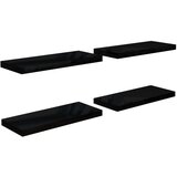 Maison Chic 4 kosi Lebdeče Stenske Police - Viseče police sijaj črne 60x23,5x3,8 cm MDF, (21794092) | Shoptok.si