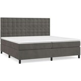  Box spring postelja z vzmetnico temno siva 200x200 cm žamet, (20789005) | Shoptok.si