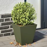 Maison Chic Vrtno korito - Greda - Cvetlični Lonec 2 kosa olivno zelena 30x30x30 cm jeklo, (21788707) | Shoptok.si