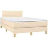 vidaXL Box spring postelja z vzmetnico krem 120x190 cm blago, (21111355) | Shoptok.si