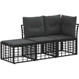  Set vanjskih sofa s jastukom 3 pcs Crna Poliester - Crna | shoptok.hr