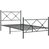  Metalni okvir kreveta uzglavlje i podnožje crni 100x190 cm | shoptok.hr