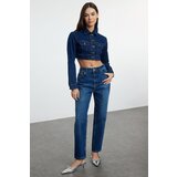 Trendyol dark Blue High Waist Slim Mom Jeans cene