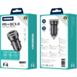 Jellico avtopolnilec F4 3.0A 20W Type C / USB A s kablom 1m Lightning - črn | Shoptok.si