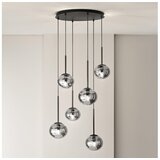  Ondaluce - Visilica na sajli JEWEL 6xE14/10W/230V Ø 55 cm crna/zadimljena crna | Eponuda.com