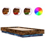  Posteljni okvir z LED lučkami dimljeni hrast 100x200 cm | Shoptok.si