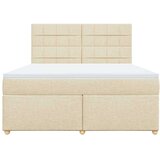 vidaXL Box spring postelja z vzmetnico krem 180x200 cm blago, (21306120) | Shoptok.si