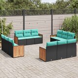  12-dijelni vrtni set s jastucima crni poliratan | shoptok.hr