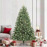 vidaXL Umetno Zložljivo Božično Drevo Zelena 210 cm PVC in kovina | Shoptok.si