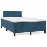 vidaXL Box spring postelja z vzmetnico temno moder 120x190 cm žamet Cene
