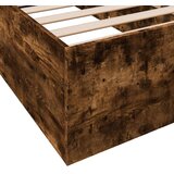 vidaXL Posteljni okvir dimljeni hrast 100x200 cm inženirski les | Shoptok.si