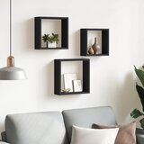  Kockaste zidne police 3 kom crne MDF | Eponuda.com