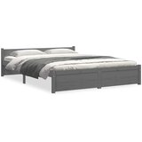  Okvir za krevet od masivnog drva sivi 135 x 190 cm bračni | Eponuda.com