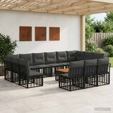  Set vanjskih sofa 14 pcs Crna i tamno siva Poliester | Eponuda.com