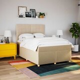  Boxspring - Krevet s oprugama i madracem krem 140 x 190 cm od tkanine - Krema 140 x 190 cm Blok s kvadratima | shoptok.hr
