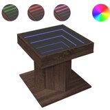 Furnova Klubska mizica LED rjavi hrast 50x50x45 cm inženirski les, (21913023) | Shoptok.si