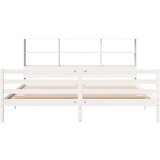 vidaXL Krevet s regalom z knjige bez madraca bijeli 200x200cm borovina | shoptok.hr