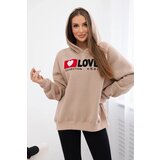 Kesi Cotton insulated hooded sweatshirt dark beige Cene