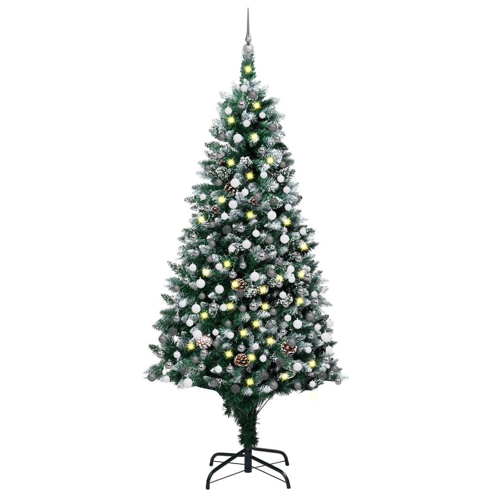 Umetna novoletna jelka z LED lučkami, bučkami in storži 240 cm, (20669763)