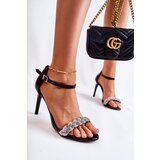 Lewski Shoes Leather Women's Sandals On A High Heel 3238 Black Cene