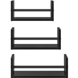  Set zidnih polica 3 pcs Crni hrast 40x16x14cm Konstruirano drvo | shoptok.hr