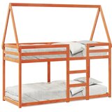Krevet na kat s krovom voštano smeđi 90x200 cm masivna borovina | shoptok.hr