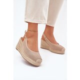 Boto Wedge Sandals For Women With Braiding Dark Beige Tulliata | shoptok.hr