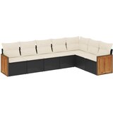 Maison Chic Seti vrtnega pohištva - Vrtna garnitura - Vrtni pohištvo set 7-delna z blazinami črn poli ratan, (21803036) | Shoptok.si