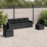 Maison Chic Seti vrtnega pohištva - Vrtna garnitura - Vrtni pohištvo set 6-delna z blazinami črna poli ratan, (21813215) | Shoptok.si