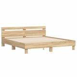  The Living Store Posteljni okvir z vzglavjem sonoma hrast 160x200 cm inž. les - Posteljni Okvir, (21447566) | Shoptok.si
