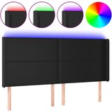 Maison Chic led posteljno vzglavje - vzglavna omarica - nočna omarica črno 183x16x118/128 cm umetno usnje, (21707574) Cene
