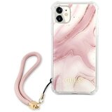 Guess GUHCN61KSMAPI za iPhone 11 - roza marmor shock silikonski ovitek s perla zapestnico Cene