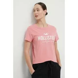 Hollister Co. Bombažna kratka majica ženski, roza barva