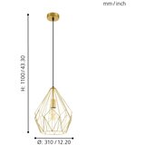 Eglo visilica Carlton, 1 x E27, zlatna, 31 cm, 49933 | shoptok.hr